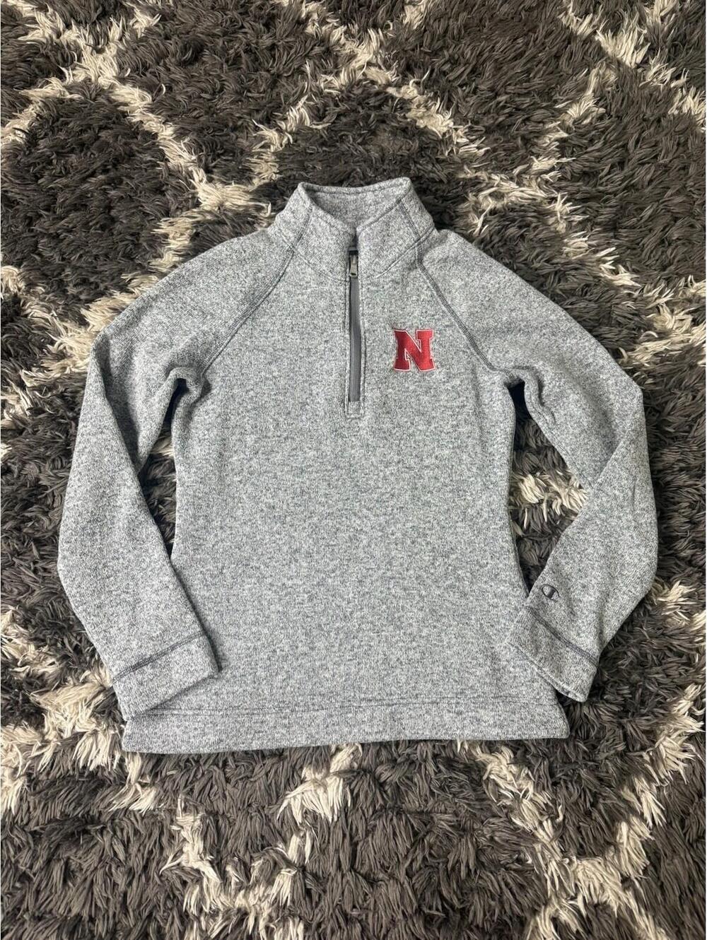 Nebraska Cornhuskers Champion Jacket Women’s Small Gray 1/4 Zip Pullover